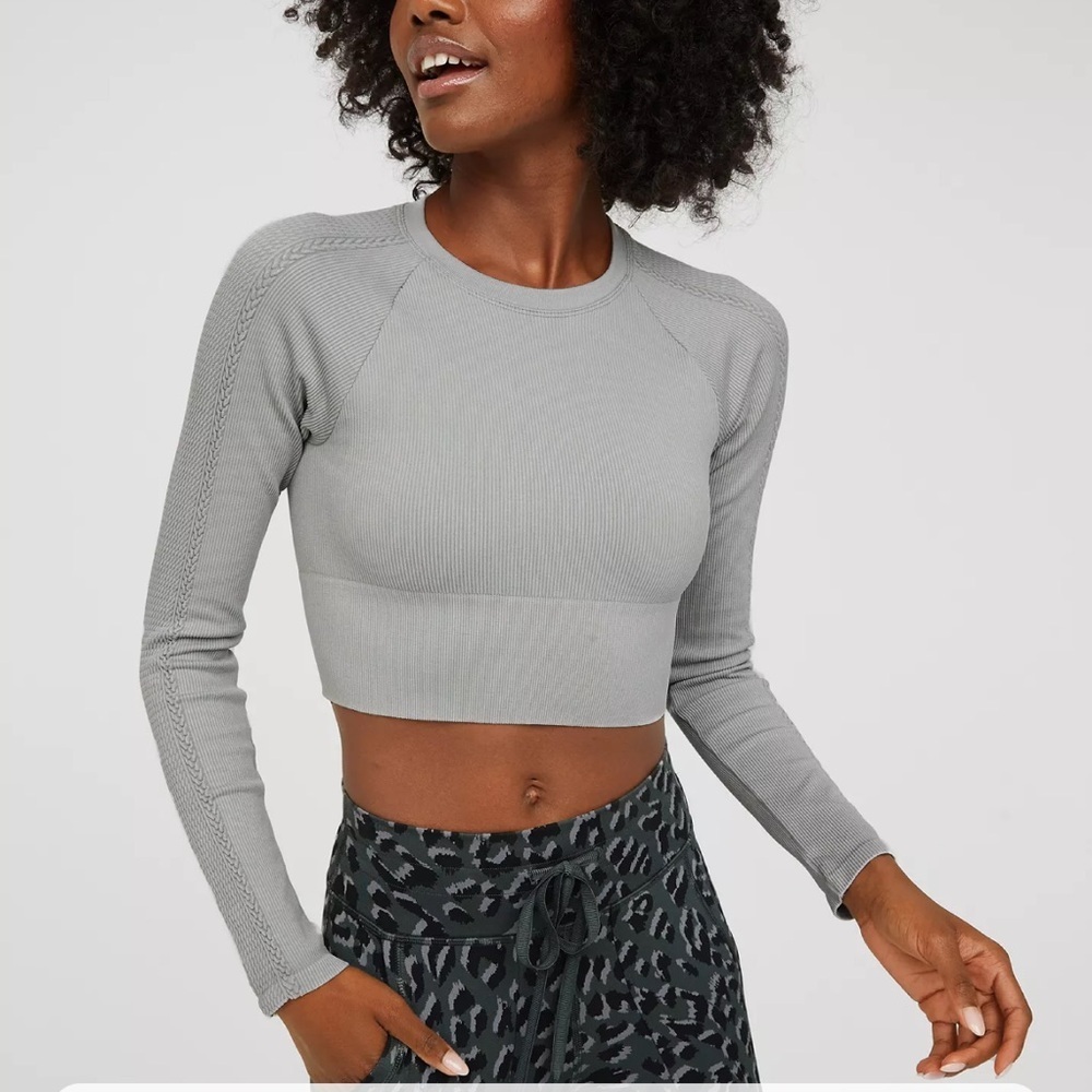 Offline By Aerie Grey Big Chill Athletic Seamless Long Sleeve T-Shirt Size Large